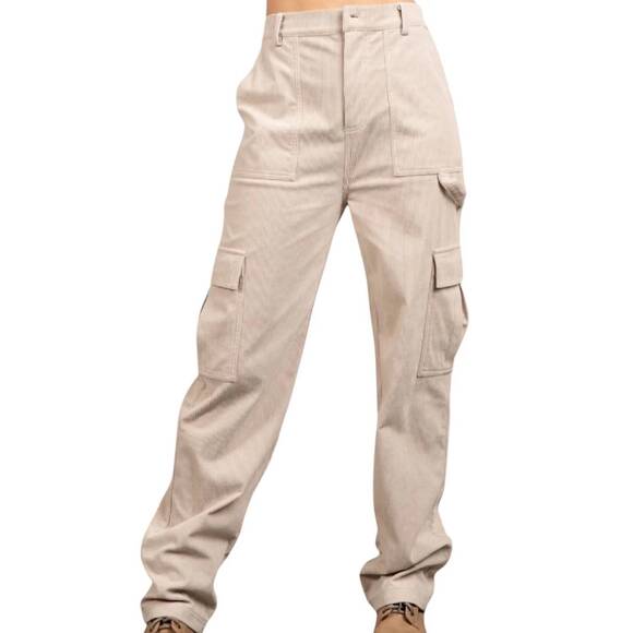 VERY J Pants - NEW VERY J women's carpenter corduroy cargo pants in beige